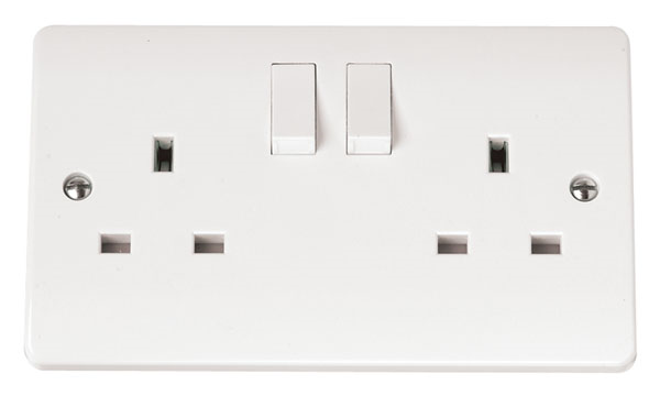 Click 2 Gang Switched Socket 13A DP White