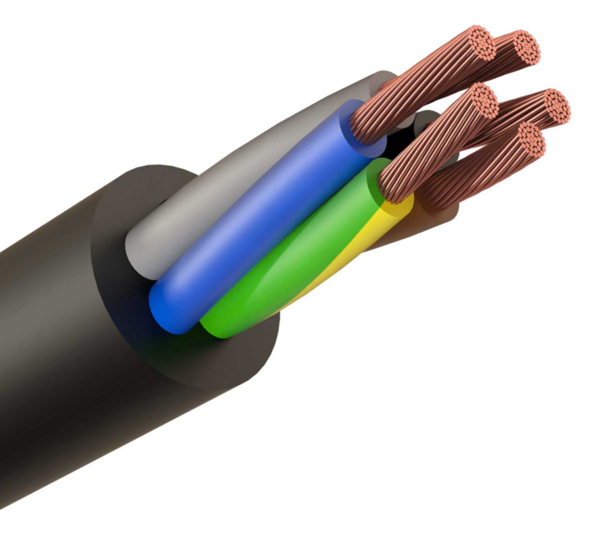 Cable 6mm 5Core H07RN-F Rubber Flexible Black E