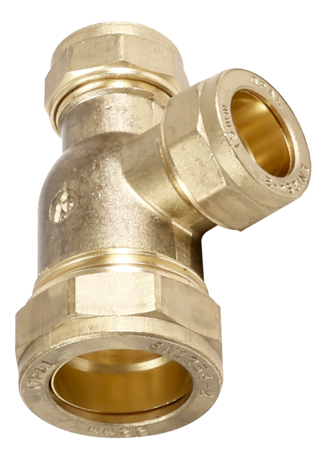 Lawton Reducer Tee Compression Coupling 22-15-15mm Brass