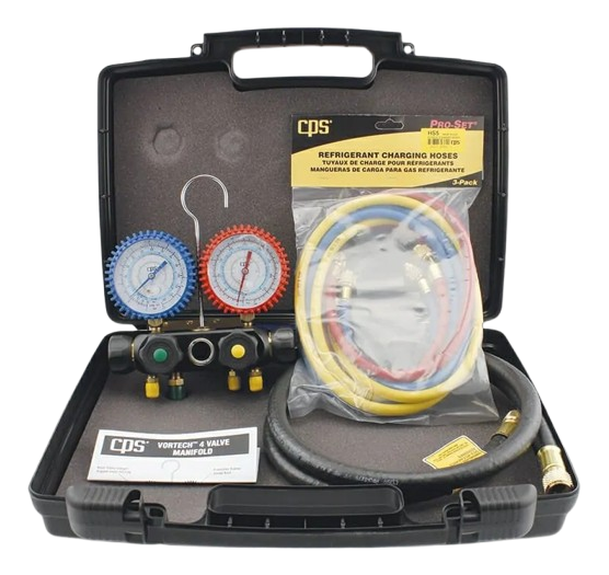 CPS Vortech 4-Valve Test & Charging Manifold Set R134A/R404A/R407C