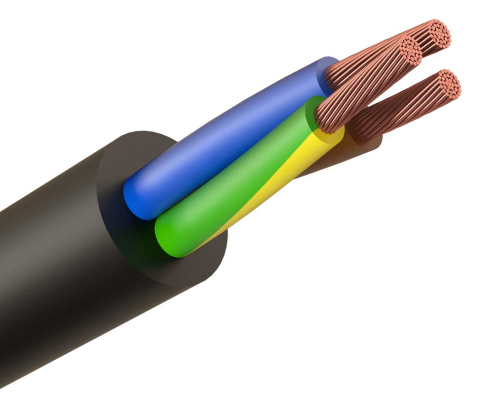 Cable 10mm 3Core H07RN-F Rubber Flexible Black 