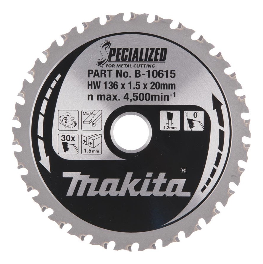 Makita B-10615 Specialized Cordless Saws Blade 136mm for Mild Steel