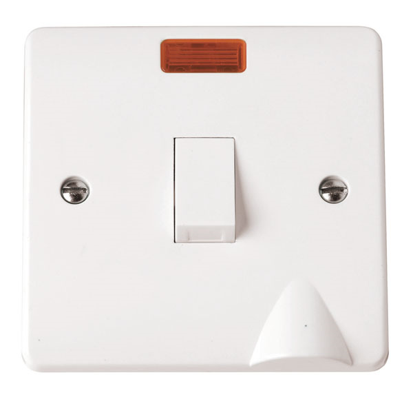 Click 20A DP Switch C/W Flex Outlet & Neon White 