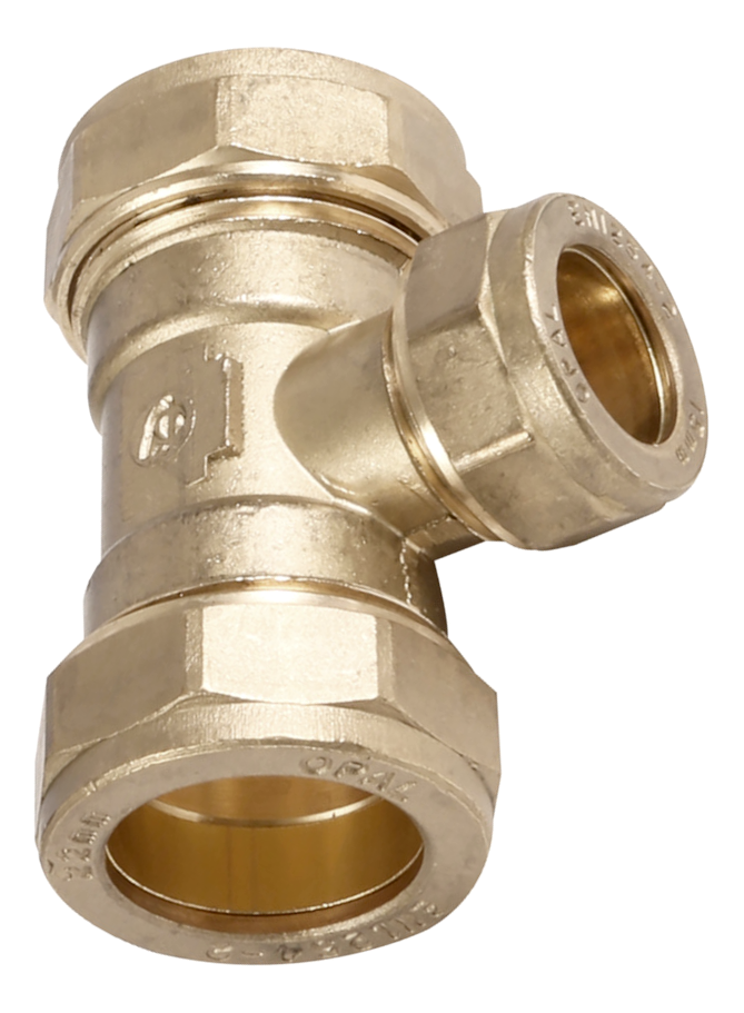 Lawton Reducer Tee Compression Coupling 22-22-15mm Brass