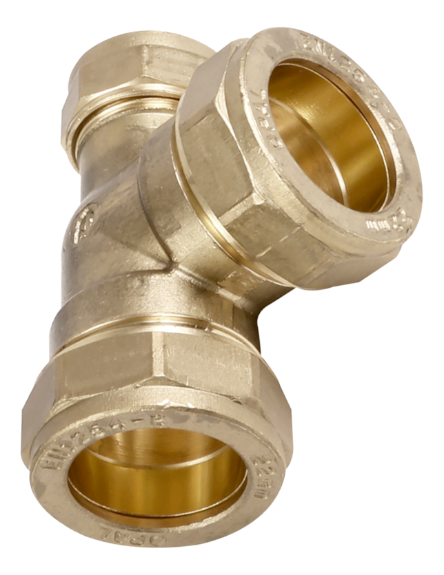 Lawton Reducer Tee Compression Coupling 22-15-22mm Brass