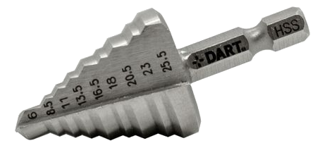 DART HSS Straight Flute Step Drill 6-25mm Hex Shank